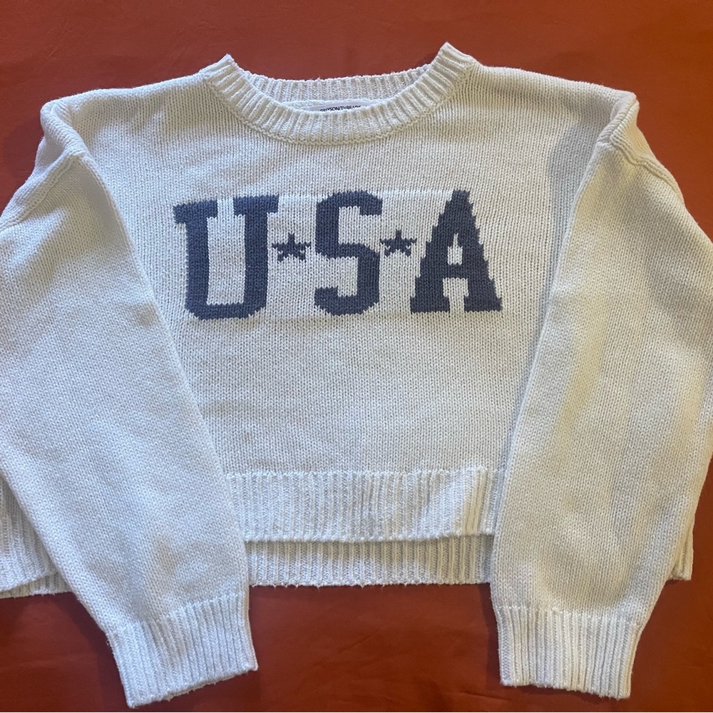 Grayson Threads USA Graphic Cropped Sweater - Cream